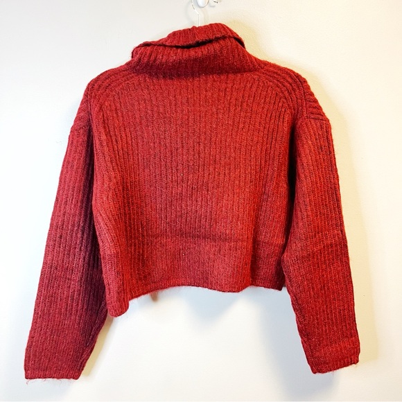 Thakoon Sweater Burgundy Red Cropped Ribbed Turtleneck Knit Sz M NWT - Picture 6 of 12